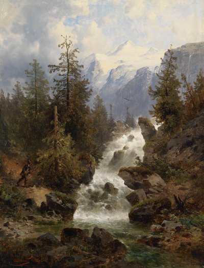Cacciatore alla cascata da Josef Thoma